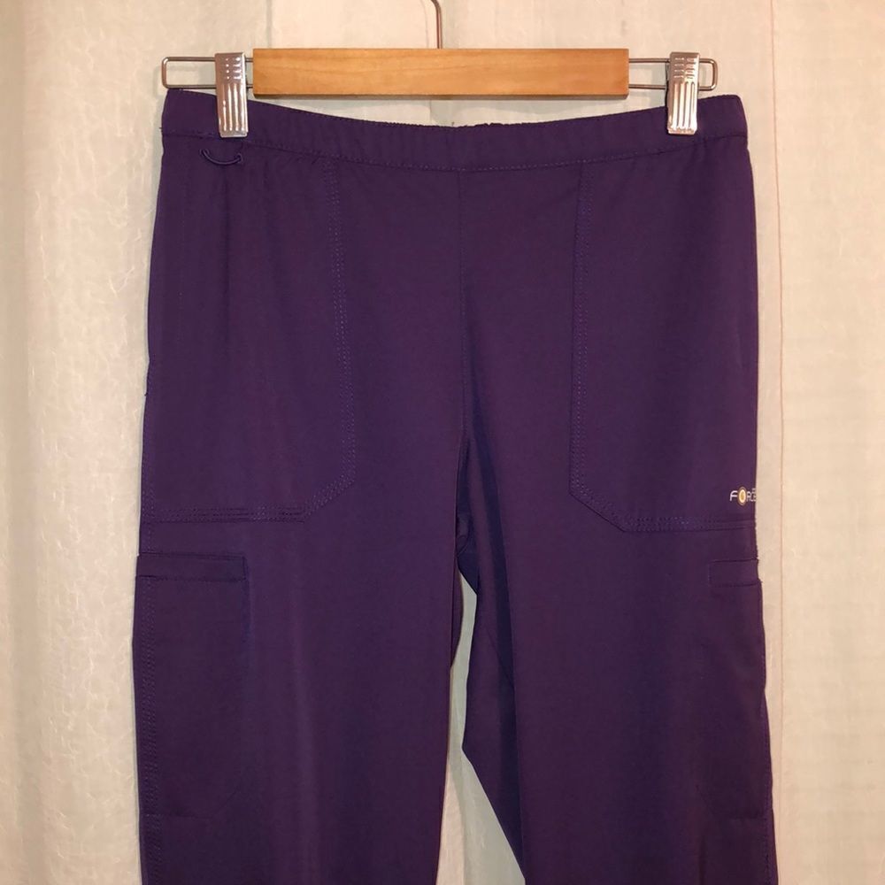 carhartt SP Force Purple Scrub Pants with Six Pockets Gold Drawstrings - Picture 3 of 14